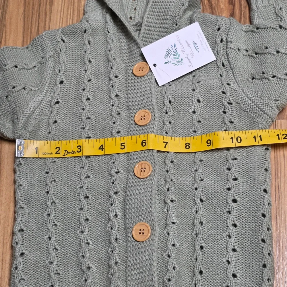 Mimixiong Baby Sweater Hooded Romper Baby Size 18-24 M Green‎ Button Front NWT